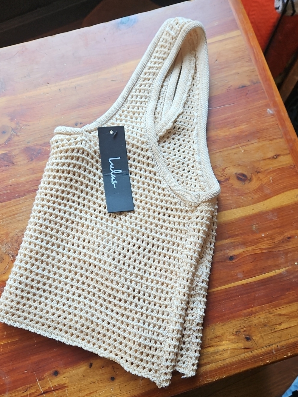 Lulu's Beige Crochet Style Crop Top